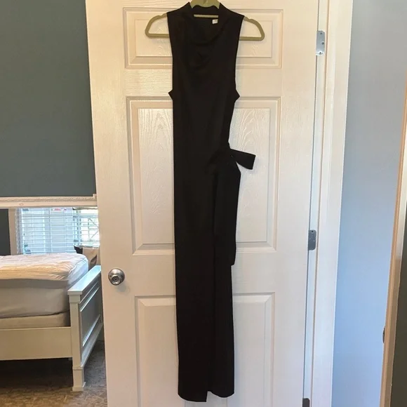 NWOT Halston Heritage Black Cowl Neck Gown - Picture 4 of 8